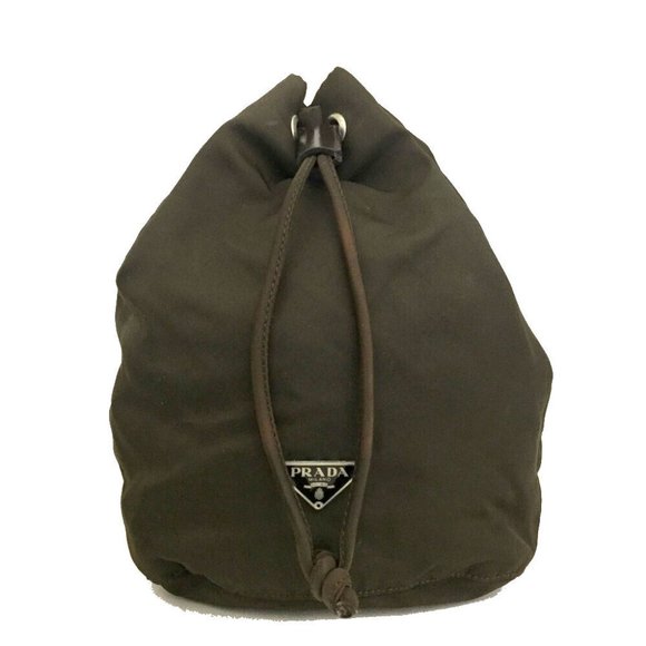 PRADA Logo Plate Nylon Drawstring Cosmetic Pouch Bag - Picture 1 of 8